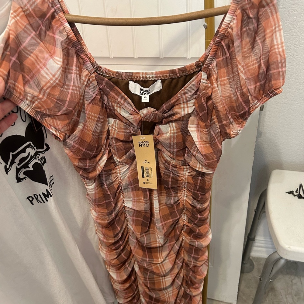 Plaid Off-Shoulder Dress